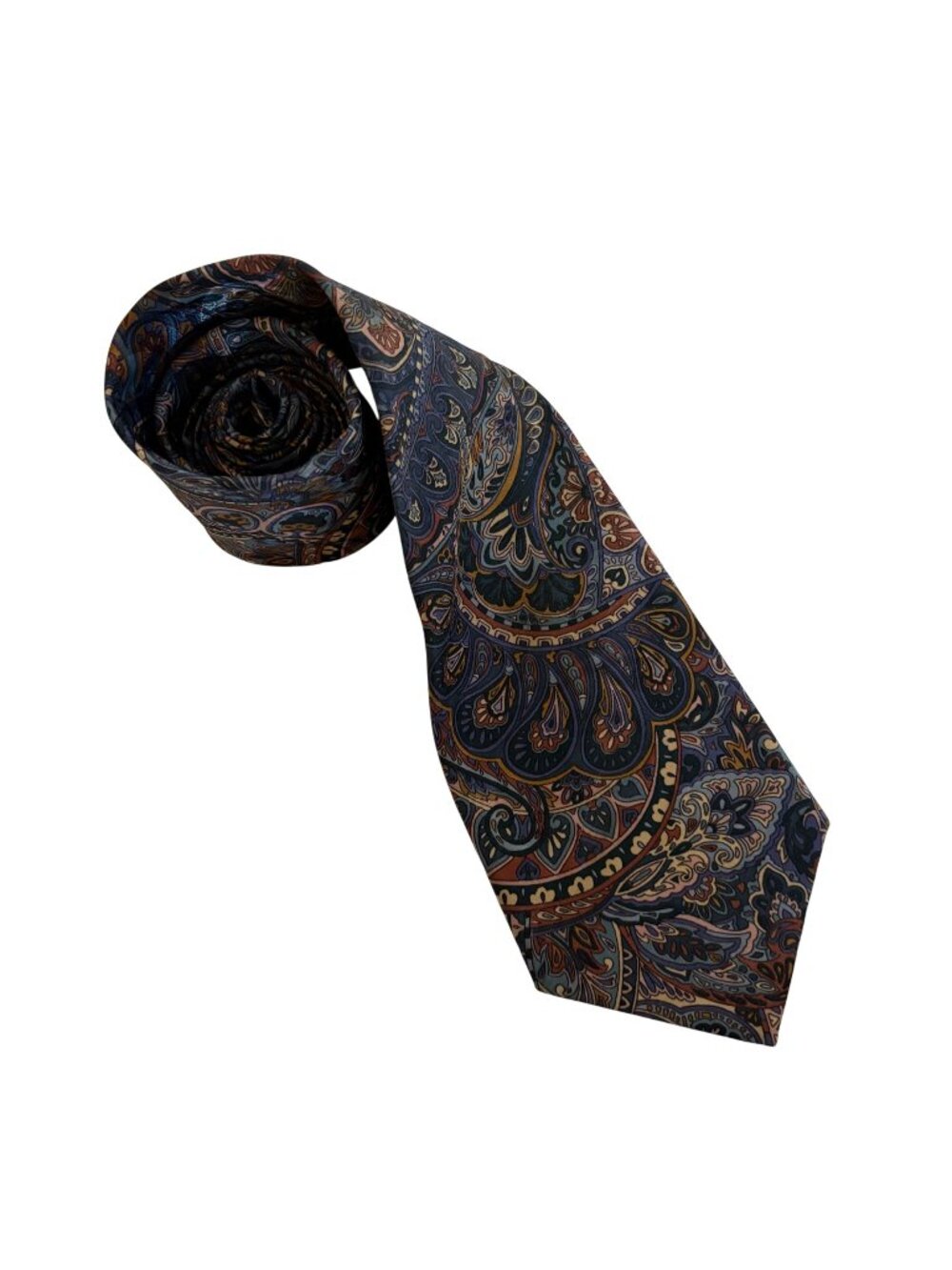 Manhattan Extra Long Paisley Tie Mens Poly Necktie USA Brown Blue Office Formal